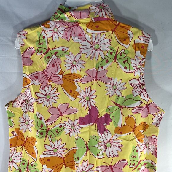 PALM LILY DRESS WOMENS 6 FLORAL BUTTON COLLARED ALL OVER PRINT SLEEVELESS FLOWER - Picture 10 of 13